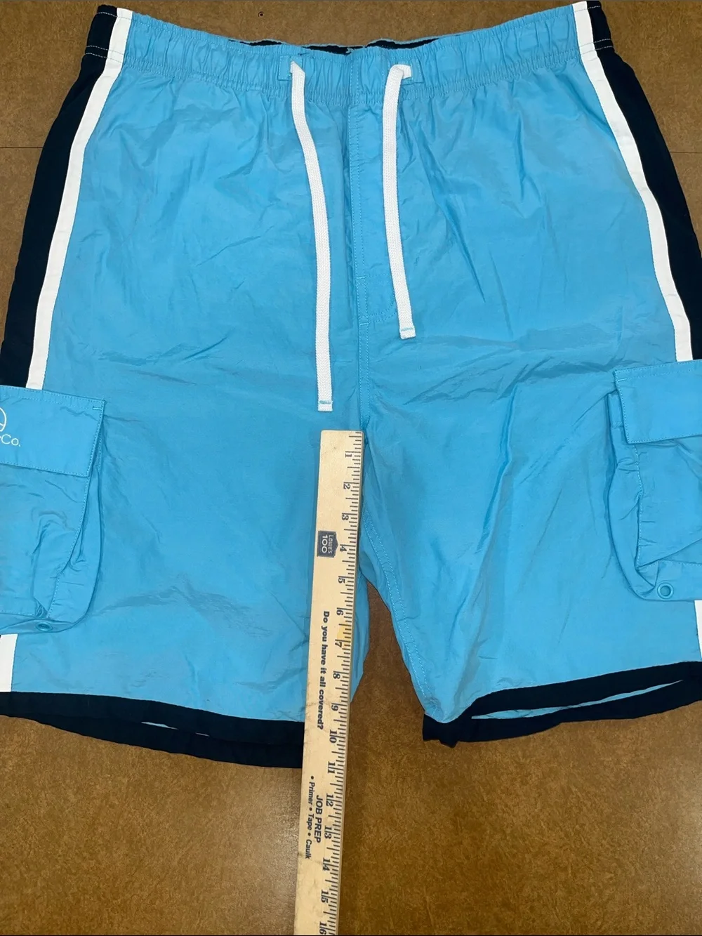 NWT • Hollister Men's Navy Swim Board Shorts with Light Blue Trim • Size Large